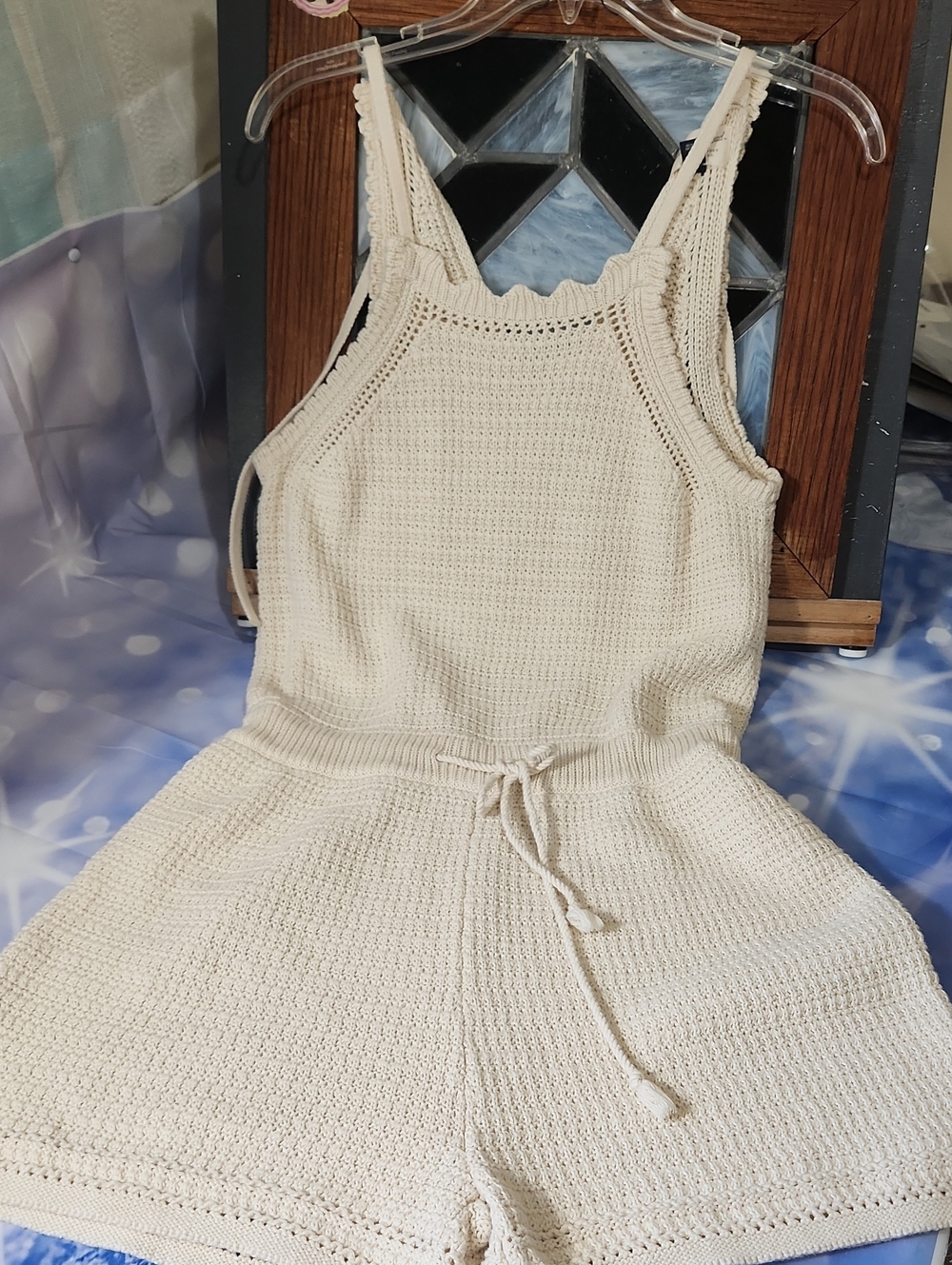 Universal Thread Cream Crochet Jumpsuit